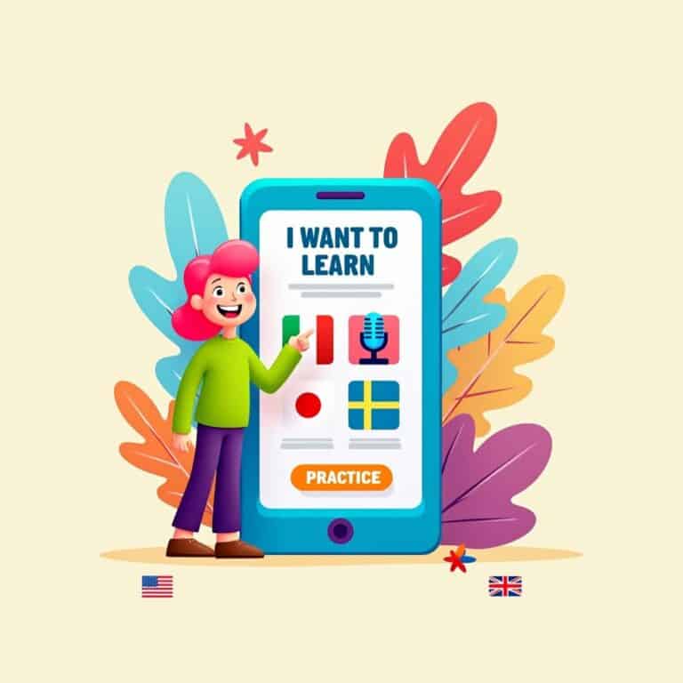 Illustration of a language learning app concept