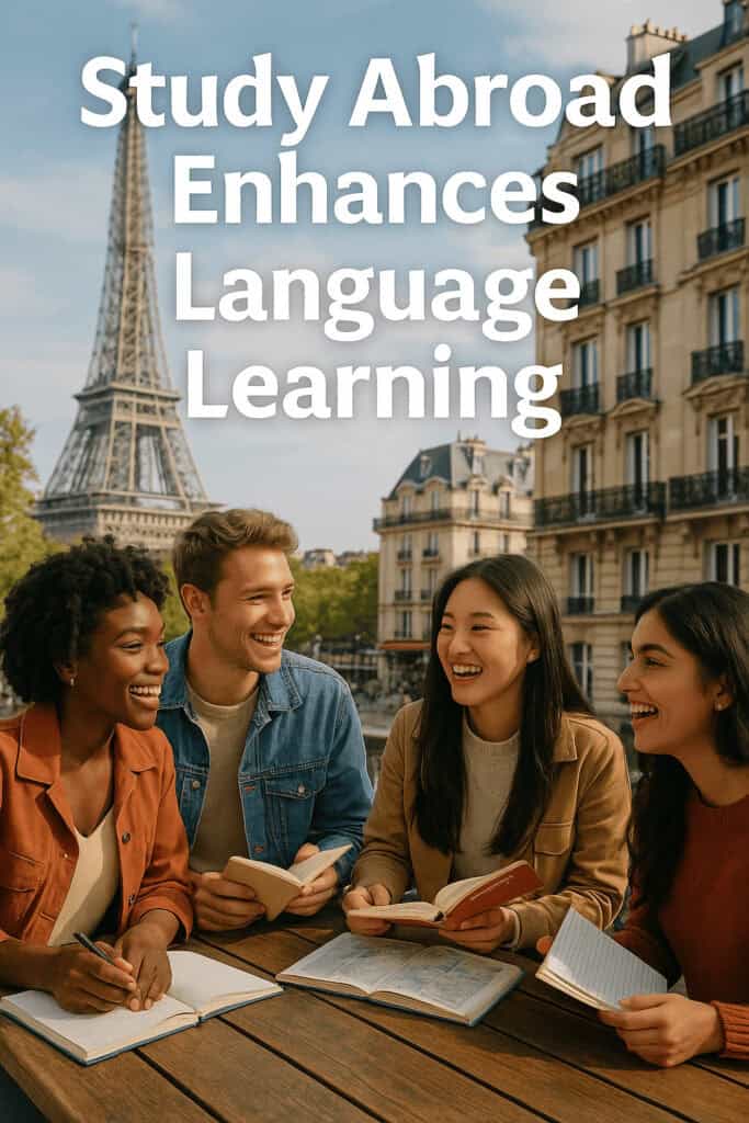 How Study Abroad Deepens Language Learning Skills 6 a student immersed in daily life abroad, showcasing them communicating with other students