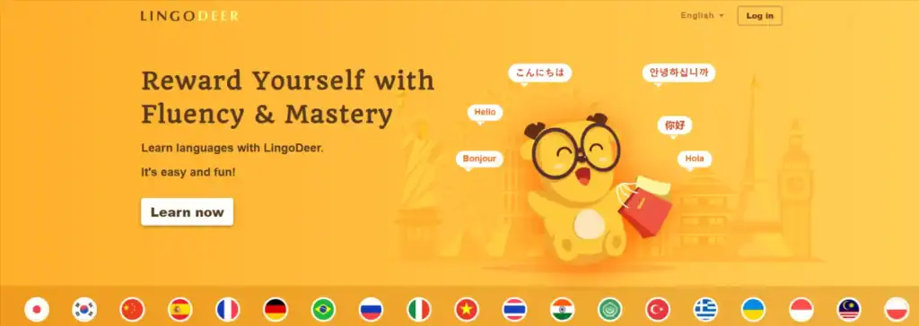screenshot of the Lingodeer landing page