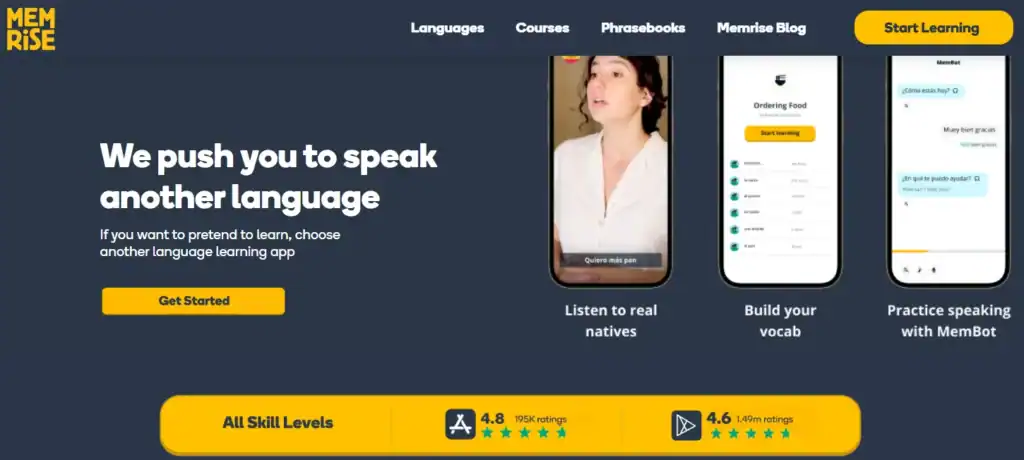 screenshot of review session/repetition queue screens inside Memrise